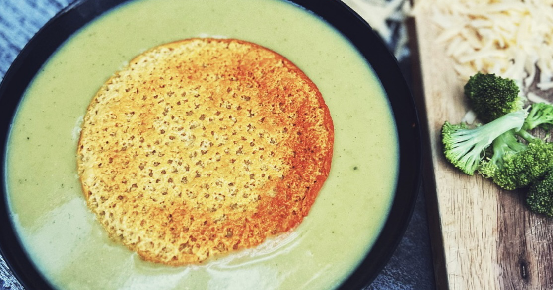 Broccoli & Cheddar Soup with Cheddar Tuile - Sirimon Cheese